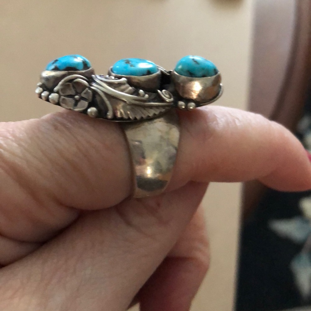 Turquoise sterling silver ring - Picture 2 of 3